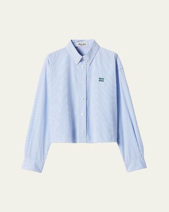 Miu Miu Logo-Embroidered Striped Shirt