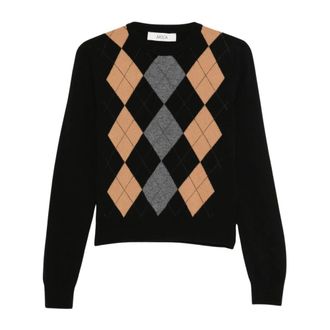 Jucca Truien & Vesten, Dames, Zwart, L, Wol, Trui met ruitpatroon van wol