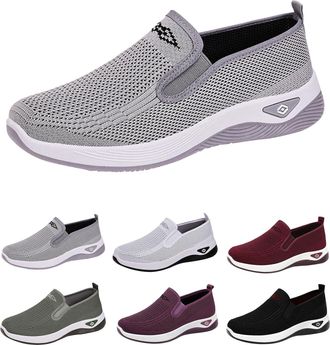 Generic Slip On Walking Shoes for Women Mesh Breathable Lightweight Casual Orthopedic Sneakers Ladies Wide Fit Orthopedic Trainers Non-Slip Comforble Walking 