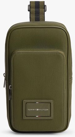 Tommy Hilfiger Mens Hilfiger Logo Textured Sling Bag - Green