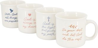 Gibson Home Daily Wisdom 4 Piece Assorted 21 Ounce Stoneware Mug Set in White