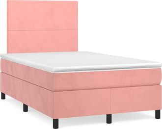 vidaXL Vidaxl - Cama Box Spring Con Colch&oacute;n Y Led Terciopelo Rosa 120x190 Cm