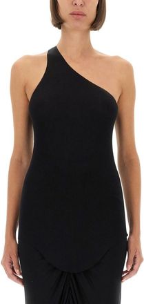Rick Owens Black Solid One Shoulder Top