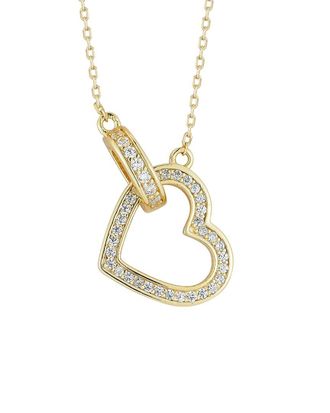 Glaze Jewelry 14K Plated Silver Cz Hanging Heart Necklace