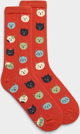 Simons Womens Expressive cat socks