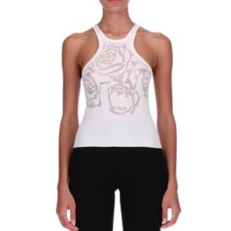 Ermanno Scervino Sleeveless Tops, female, White, Size: M Ribbed Tank Top