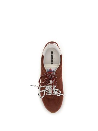 Dsquared2 Mens Sneakers Suede Bordeaux-Ivory Upper: Calf Leather Trainers Bordeaux/ivory