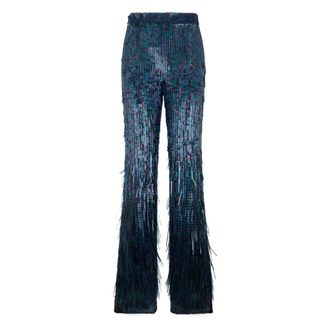 Alberta Ferretti Wide-leg trousers with sequins - female - Alberta Ferretti - Wide Trousers - Blue - S - Trousers