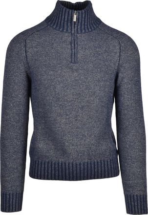 K-Way Blue Polyamide-Blend High-Neck Zip Sweater