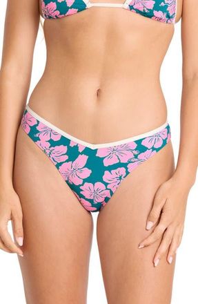 Billabong Mahalo Baby V Hike Cheeky Bikini Bottoms in Deep Lagoon at Nordstrom, Size X-Large