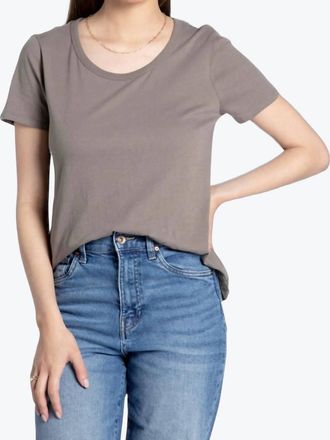 Thread & Supply Classic Scoop Neck Tee In Olive Ash