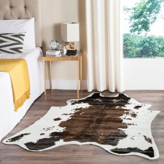 Safavieh Faux Cowhide Machine Made Area Rug, Brown Novelty Style Easy Care