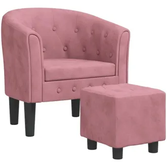 vidaXL Sill&oacute;n Con Taburete Terciopelo Rosa Vidaxl