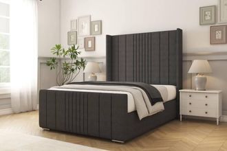 Comfort Beds Grace Dumfries Bed Frame With Mattress-50 Upholstered Wingback in Dark Grey | Size: Small Double