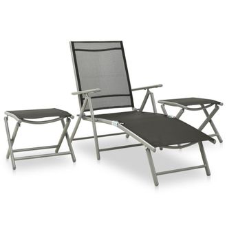 vidaXL Set De Muebles De Jard&iacute;n 3 Piezas Textilene Aluminio Plateado Vidaxl