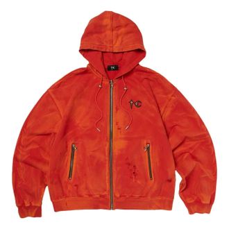 Thug Club Two Tone Washed Zip-Up Hoodie Red TC26SS0401