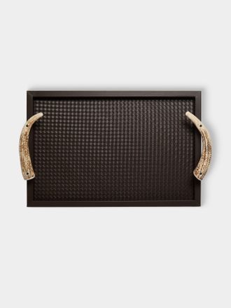 Riviere Dafne Handwoven Wood and Deer Horn Tray (23.5in/60cm)