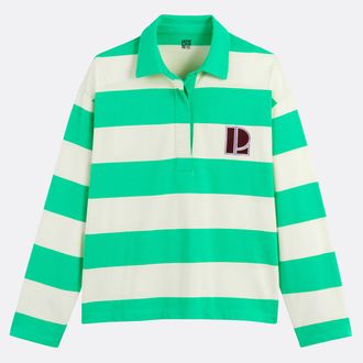 La Redoute Collections Gestreept T-shirt met polokraag, lange mouwen