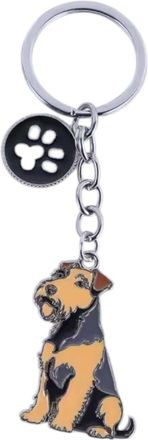 Generic Black Tan Airedale Terrier Dog Lover Gift Dogs Metal Enamel Gold Silver 3D Decorative Keyring Bag Charm Key Ring Chain Keychain Personalised Clip Name