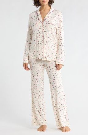 Nordstrom Rack Tranquility Long Sleeve Shirt & Pants Pajamas in Ivory- Red Scattered Hearts at Nordstrom Rack, Size X-Small
