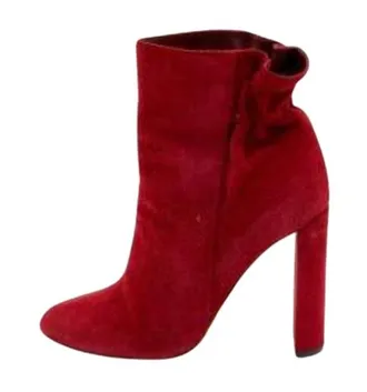 Dior Burgundy Suede Ankle Boots Size 38.5