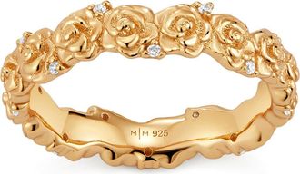 Made by Mary Cubic Zirconia Birthstone Flower Eternity Band Ring in Gold June at Nordstrom, Size 10