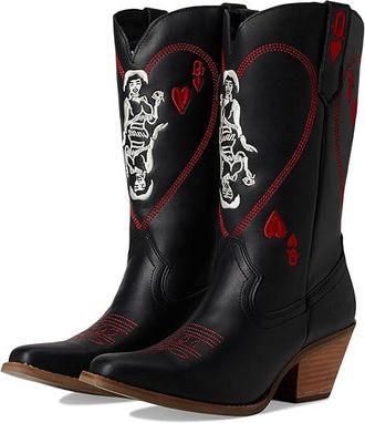 Dingo Queen A Hearts Womens Boots Black : 7.5 B - Medium, Leather