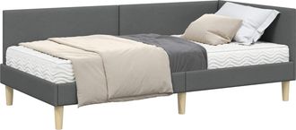 vidaXL Estructura De Cama Esquina Con Colch&oacute;n 2 Uds. Gris Oscuro Vidaxl