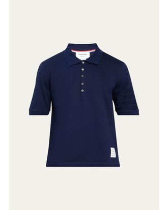 Thom Browne Mens Cotton 4-Bar Sleeve Name Applique Polo Shirt