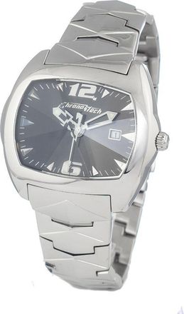 Chronotech Mens Square Watch Silver Stainless Steel - Grey - One Size