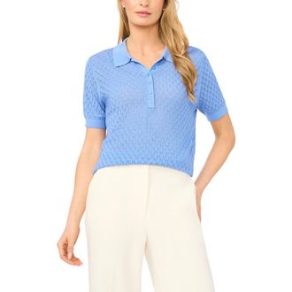 Ted Baker Clara Diamond Knit Polo in Palace Blue at Nordstrom, Size X-Small