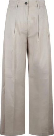 Nine In The Morning Wide Trousers, female, Beige, Size: W27 Chino Silk Blend Trousers Wide Leg