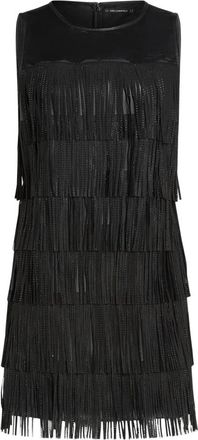Karl Lagerfeld Fringe Mini Dress - Dames - Korte kleedjes - Zwart - M - Leer - Kleedjes