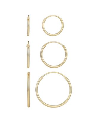 Adornia 14K Over Silver Set of 3 Endless Hoop Earrings