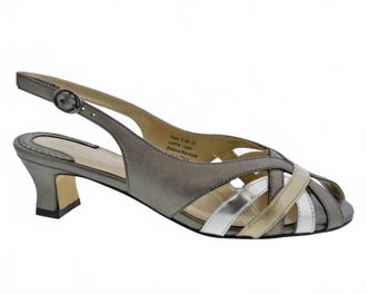 Ros Hommerson Womens Pearl Heel Strap Dress Pump In Metallic