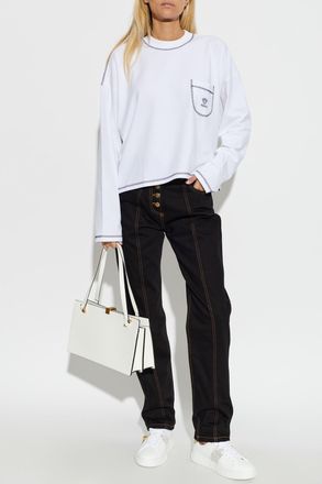 Versace Cotton Long-sleeve Top, Womens, White