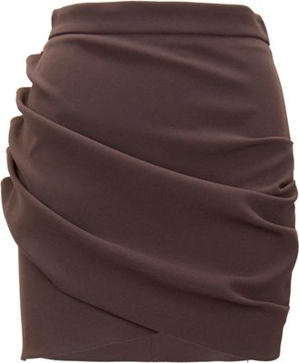 Elisabetta Franchi Short Skirt - Dames - Korte rokken - Bruin - L - Leer - Rokken