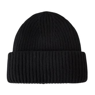 Yves Salomon Ribbed Cashmere Beanie - Dames - Hoeden - Zwart - ONE Size - Kasjmier - Accessoires