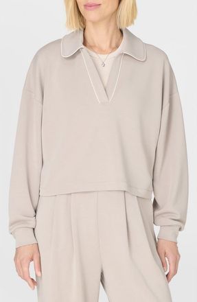 Sweaty Betty Sand Wash Crop Henley Sweatshirt in Dusk Beige at Nordstrom, Size X-Large