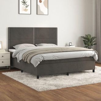 vidaXL Vidaxl - Cama Box Spring Con Colch&oacute;n Terciopelo Gris Oscuro 180x200 Cm