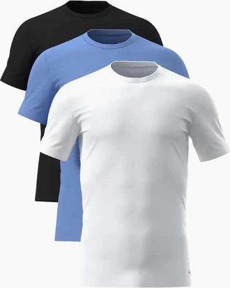 Calvin Klein Mens 3-Pack Cotton Microfibre Stretch T-Shirts, Black/White/Blue - Size: 42