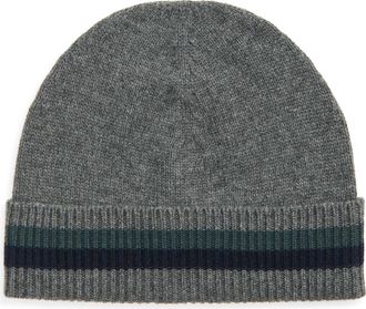 Robert Barakett Stripe Cuff Cashmere Beanie in Grey at Nordstrom