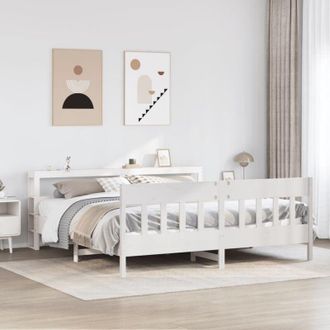 vidaXL Cama Sin Colch&oacute;n Madera Maciza De Pino Blanca 180x200 Cm Vidaxl