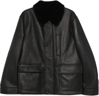 Yves Salomon Veste 70cm - Heren - Leren en Su&egrave;de Jassen - Zwart - 3XL - Leer - Jassen