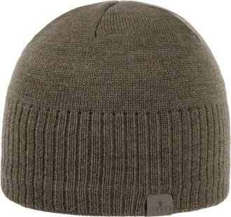Lierys KNITH Beanie Fine Rip Merino Beanie Fleece Lined Autumn Winter Men Brown One Size