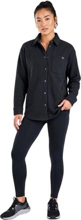 Under Armour Dames-T-shirt van zware badstof met kraag (Zwart)