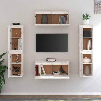 Berkfield Home TV Cabinets 6 pcs White Solid Wood Pine