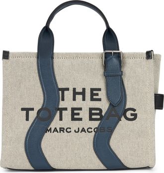 Marc Jacobs Womens Tote Bag Canvas Ivory-Navy Cotton Ivory/navy