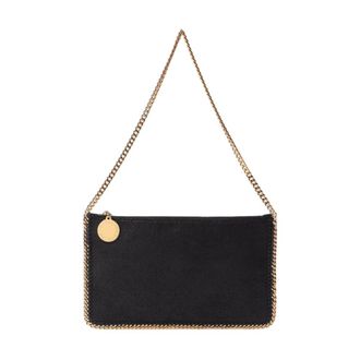 Stella McCartney Shoulder Bags, female, Black, ONE SIZE, Chain Trim Clutch Bag