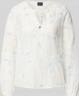 s.Oliver Black Label Regular Fit Langarmbluse mit floral Stickereien in Weiss, Gr&ouml;&szlig;e 34